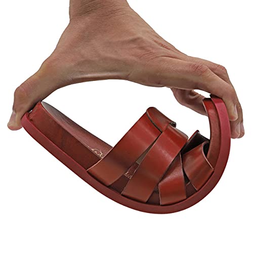Emmanuela - Sandalias planas de piel cómodas, estilo griego, con cierre de cinta de rasgar, zapatos de verano, sandalias de punta abierta, sandalias boho chic, tiras con soporte de arco, Negro, 41 EU