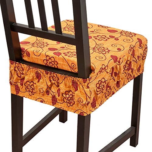 emmevi Cojín para silla de algodón desenfundable lavable banda elástica flores AZALEA38I naranja