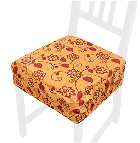 emmevi Cojín para silla de algodón desenfundable lavable banda elástica flores AZALEA38I naranja
