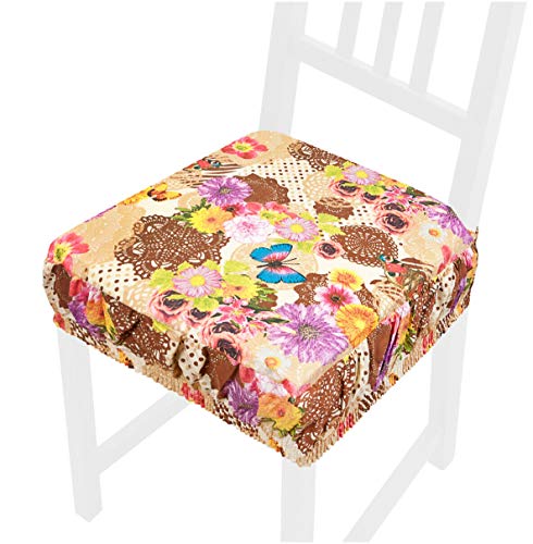 emmevi Cojín para silla de algodón desenfundable lavable banda elástica mariposa AZALEA9G gris