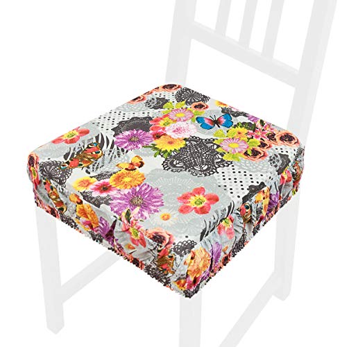 emmevi Cojín para silla de algodón desenfundable lavable banda elástica mariposa AZALEA9G gris
