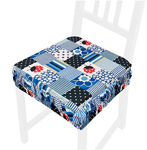 emmevi Cojín para silla de algodón desenfundable lavable mariquita banda elástica AZALEA8G negro