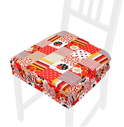 emmevi Cojín para silla de algodón desenfundable lavable mariquita banda elástica AZALEA8G negro