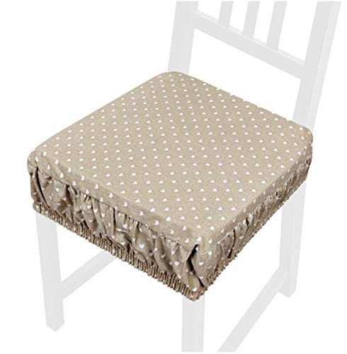 emmevi Cojín silla algodón desenfundable lavable lunares funda banda elástica AZALEA56L burdeos