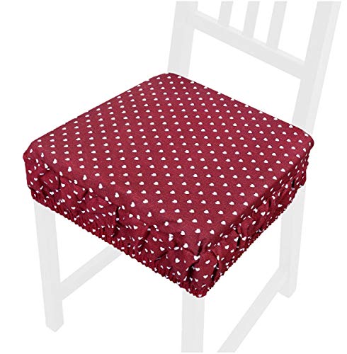 emmevi Cojín silla algodón desenfundable lavable lunares funda banda elástica AZALEA56L burdeos