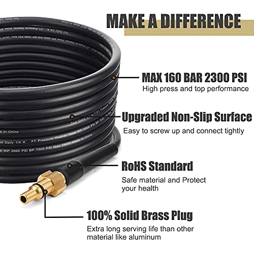 Emoobin Mangueras para Limpiadoras a Presión 15M / 50pies, 2300 PSI / 160 Bar, Kit de Manguera de Limpieza de tuberías y Drenaje con Adaptador para la Serie K de Karcher (15)