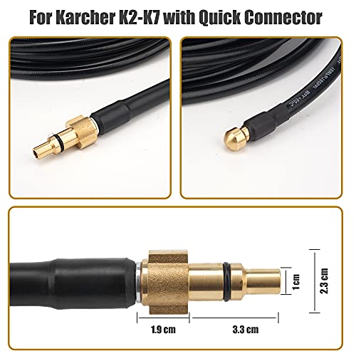 Emoobin Mangueras para Limpiadoras a Presión 15M / 50pies, 2300 PSI / 160 Bar, Kit de Manguera de Limpieza de tuberías y Drenaje con Adaptador para la Serie K de Karcher (15)