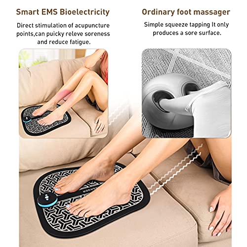 EMS Masajeador Eléctrico Del Pie, Jooheli Masajeador de Piernas, Cojín de Masaje de Pies Fisioterapia para Mejorar la Circulación Sanguínea,USB Portátil Recargable