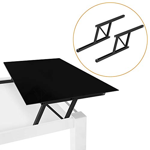 Emuca - Juego de 2 mecanismos elevables para mesas de centro, Bisagra de Mesa elevadora, Pintado negro, Acero