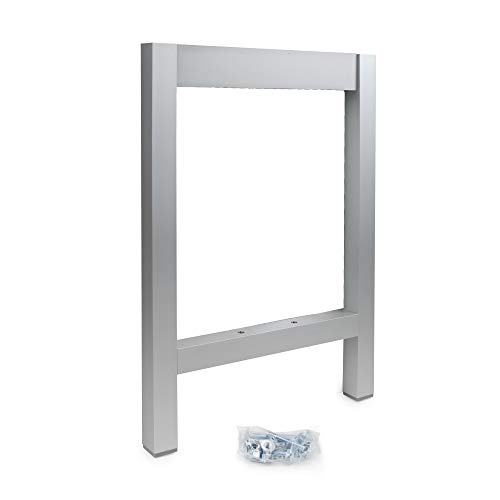 Emuca - Pies rectangulares para muebles, lote de 2 patas laterales para bancos y banquetas, aluminio, anodizado mate.