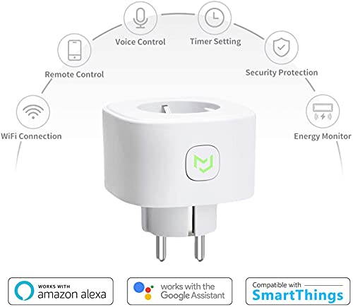 Enchufe Inteligente, Mide el Consumo 16A 3680W Wi-Fi Smart Plug, con Control Remoto Meross App. Compatible con Alexa, Google Assistant y SmartThings. MSS310
