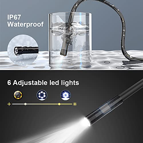 Endoscopio Industrial, Cámara de Inspección SKYBASIC 4.3 Pulgadas 1080p HD, Endoscopio de Cámara Impermeable Snake con 6 luces LED Ajustables, Cable Semirrígido, Tarjeta de Memoria 32G (5M)