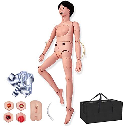 Entrenamiento con maniquíes para el cuidado del paciente, modelo humano anatómico masculino de PVC con intercambio de genitales, ropa, módulo de escaras, módulo de trauma y bolsa de almacenamiento