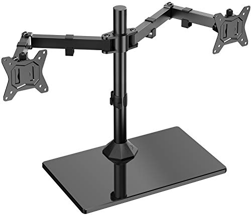 ErGear Dual Soporte para Monitor para Pantallas de 13”- 32” con Base Ancha Construcción Sólida Dual Brazo Monitor Movimiento Suave Inclinación ± 45 ° Giratorio 180 ° Rotación 360 ° Peso Máx. 8 kg