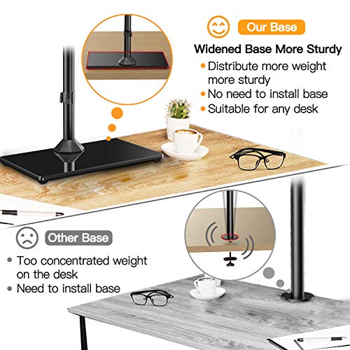 ErGear Dual Soporte para Monitor para Pantallas de 13”- 32” con Base Ancha Construcción Sólida Dual Brazo Monitor Movimiento Suave Inclinación ± 45 ° Giratorio 180 ° Rotación 360 ° Peso Máx. 8 kg