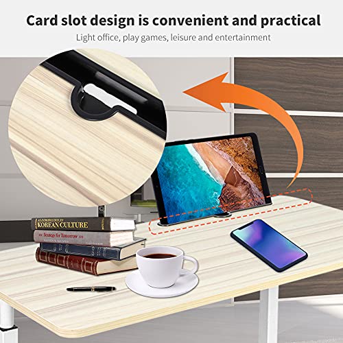 Escritorio Portátil con Ruedas 72-91cm Altura Ajustable, Mesa Auxiliar para Sofá o Cama, Escritorio Movible con Ranura para Computadora(Blanco)