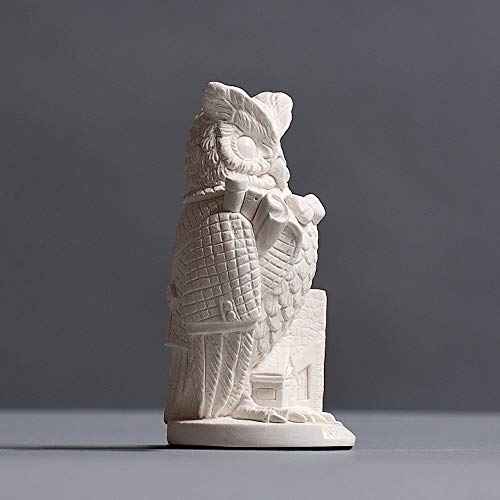 Escultura de búho en arquitecto de celulosa de alta calidad, hecha a mano en Alemania, figura de regalo, busto en blanco, 12 cm