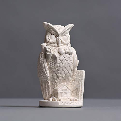 Escultura de búho en arquitecto de celulosa de alta calidad, hecha a mano en Alemania, figura de regalo, busto en blanco, 12 cm