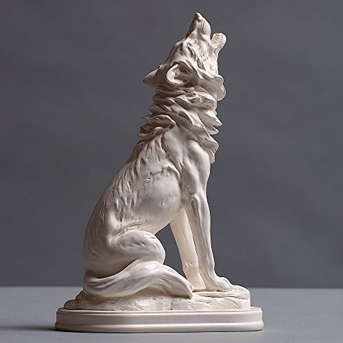 Escultura de lobo de celulosa de alta calidad, hecha a mano en Alemania, busto en blanco, 19 cm