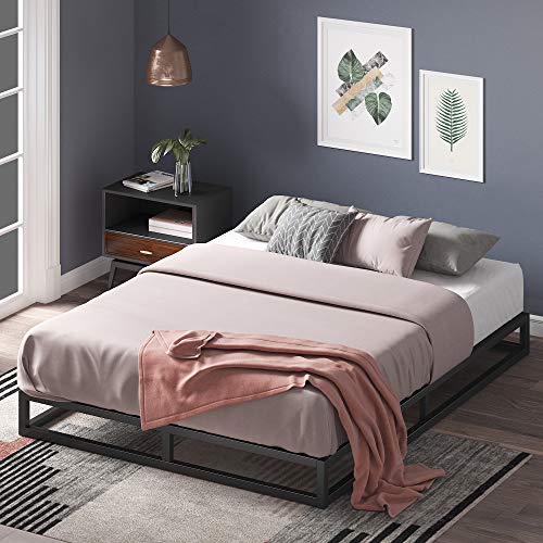 Estructura de cama metálica ZINUS Joseph 15 cm | Base para colchón | Somier de láminas de madera | Almacenamiento debajo de la cama | 150 x 200 cm | Negro