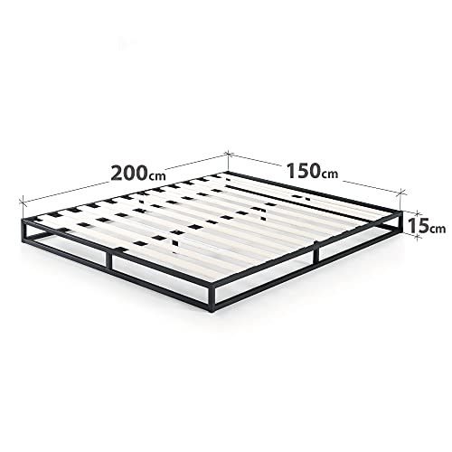 Estructura de cama metálica ZINUS Joseph 15 cm | Base para colchón | Somier de láminas de madera | Almacenamiento debajo de la cama | 150 x 200 cm | Negro