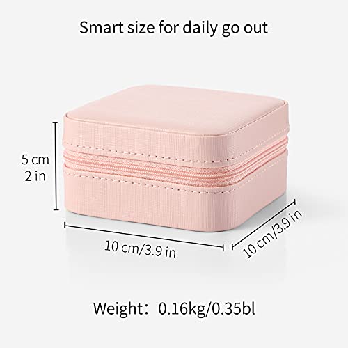 Estuche Joyero Pequeño, Mini Caja Almacenamiento Portable para Joyería, Organizador de Viaje de Doble Capa con Espejo para Joyas Collares Pendientes Aretes Pulseras Anillos