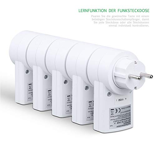 Etekcity Enchufes Inalámbricos Inteligentes con Control Remoto para Electrodomésticos, Blanco (Código de Aprendizaje, 5Rx-2Tx)