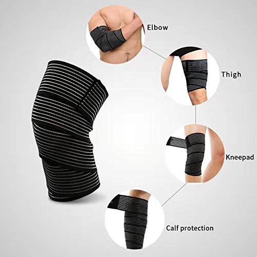 EULANT Rodillera Vendaje 180cm, Muslo Vendaje de Compresion, Deportiva Venda de Protección para Pantorrilla Becerro Muslo Espinilla para Artritis Tendinitis Correr Levantamiento de Pesas