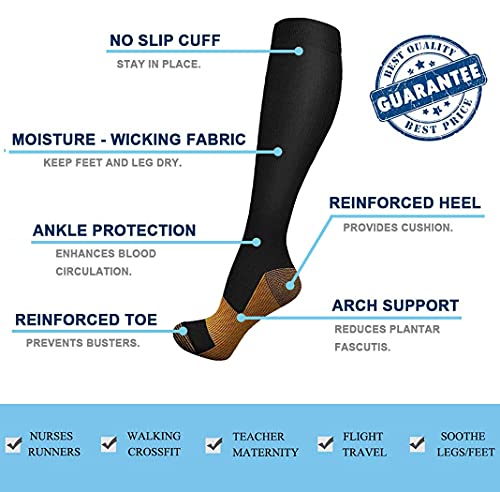 EULAY Medias de compresión graduadas para hombre y mujer (8 pares) 15-20 mmHg Mejor para correr, senderismo, recuperación de carreras, excursiones, viajes en avión, infermieri, Surtido 1, S/M