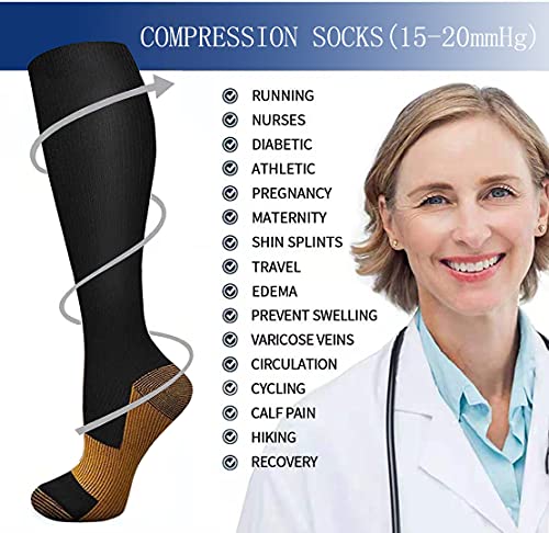 EULAY Medias de compresión graduadas para hombre y mujer (8 pares) 15-20 mmHg Mejor para correr, senderismo, recuperación de carreras, excursiones, viajes en avión, infermieri, Surtido 1, S/M