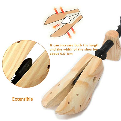 Eurobuy Camilla de zapatos para mujeres y hombres, 1PC Camilla profesional de zapatos de madera Expansor de zapata ajustable de dos vías, Expansor de madera para pies anchos, juanetes o callosidades