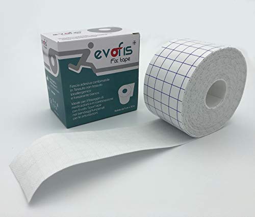 Evofis Fix Tape, Banda ajustable en TNT hipoalergénico y transpirable, 6 rollos de 5 cm x 10 m, blanco, para protección de la piel en vendajes funcionales, fijación de apósitos y catéteres