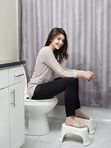 Evron Ultraportátil Tocador Taburete 7" Baño Apilable en Cuclillas Taburete Blanco, Original Apilable Diseño Compacto Espacio Ahorro de Almacenamiento