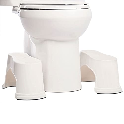 Evron Ultraportátil Tocador Taburete 7" Baño Apilable en Cuclillas Taburete Blanco, Original Apilable Diseño Compacto Espacio Ahorro de Almacenamiento