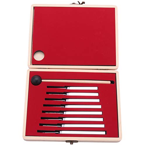 Exanko 8 Unids 256-512HZ Set de DiapasóN de Acero Salud FíSica VibracióN DiagnóStico MéDico + Terapia de VibracióN de Mazo Herramientas MéDicas