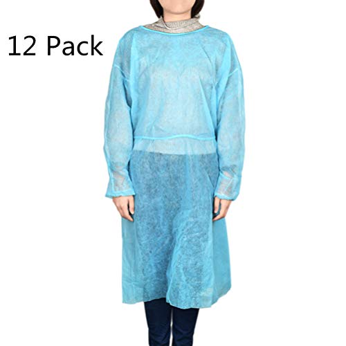 EXCEART Bata de Aislamiento No Tejida 12Pcs Batas de Bata Médica Batas de Aislamiento Desechables Batas de Protección para Laboratorios de Industrias Hospitalarias