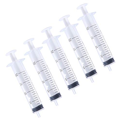 EXCEART Jeringas Luer Lock Múltiples Usos Aplicador de Jeringa de Plástico sin Aguja para Laboratorios Científicos Industriales 20Ml 5Pcs (Blanco Transparente)