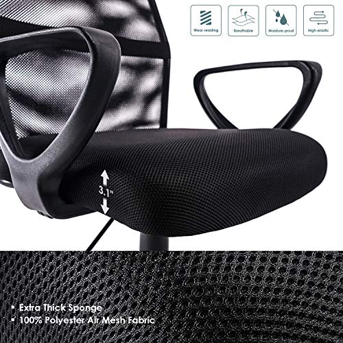 Exofcer Silla de Escritorio en Casa Mediana Silla de Malla Regulable en Altura Silla de Oficina Giratoria Silla para Ordenador (Negro)