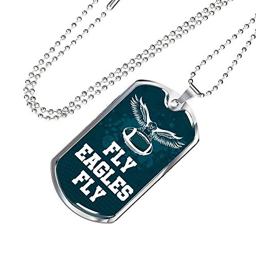 Express Your Love Gifts Fly Eagles Fly Philadelphia Sports Fan Jewelry Collar de regalo de acero inoxidable o oro de 18 quilates con cadena de 61 cm