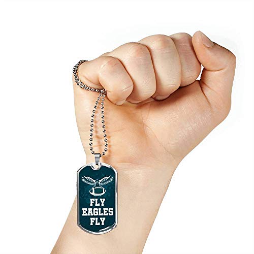 Express Your Love Gifts Fly Eagles Fly Philadelphia Sports Fan Jewelry Collar de regalo de acero inoxidable o oro de 18 quilates con cadena de 61 cm