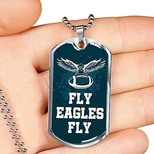 Express Your Love Gifts Fly Eagles Fly Philadelphia Sports Fan Jewelry Collar de regalo de acero inoxidable o oro de 18 quilates con cadena de 61 cm