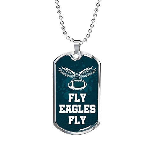 Express Your Love Gifts Fly Eagles Fly Philadelphia Sports Fan Jewelry Collar de regalo de acero inoxidable o oro de 18 quilates con cadena de 61 cm