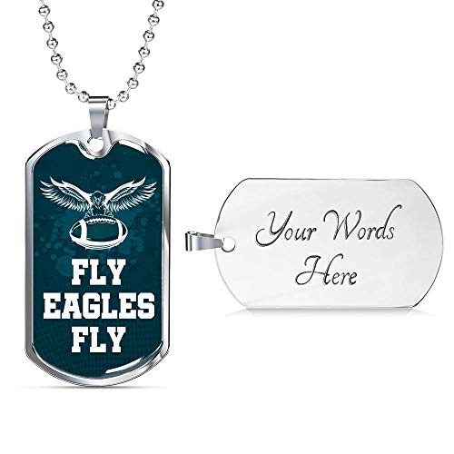 Express Your Love Gifts Fly Eagles Fly Philadelphia Sports Fan Jewelry Collar de regalo de acero inoxidable o oro de 18 quilates con cadena de 61 cm