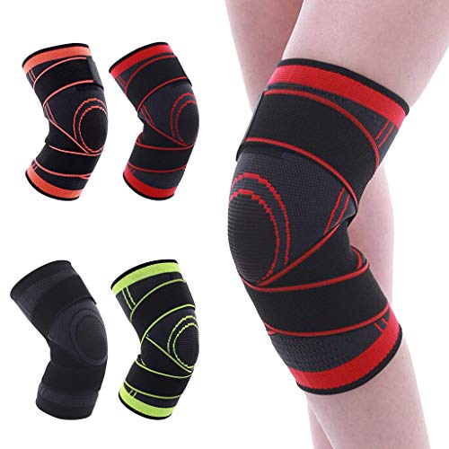F Fityle Compresión de 360 Grados para Proteger Rodillera Apoyo de Correr, Hacer Que Tu Rodilla Se Sienta Cómoda y Prevenir Lesiones - Rojo-L
