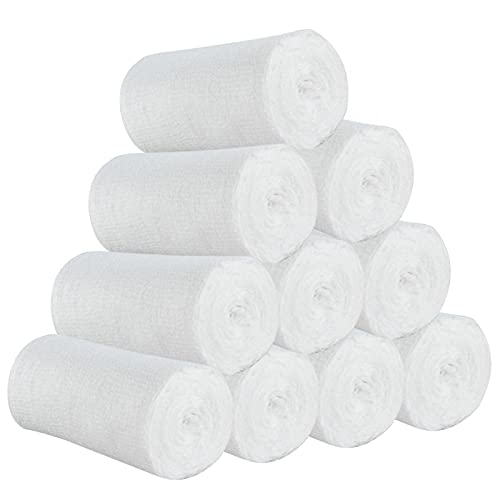 Faderr Vendaje elástico, 10 rollos de vendaje, rollos de gasa elástica, accesorios de emergencia de enfermería para primeros auxilios