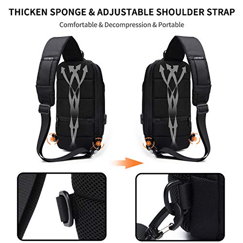 FANDARE Nuevo Bolsa de Pecho Antirrobo Bolsa Deportiva de Hombro Hombre Bolsa de Honda Mochila con Cerradura de contraseña/USB,para Acampada,Viaje,Ciclismo,Senderismo Impermeable Poliéster Camo