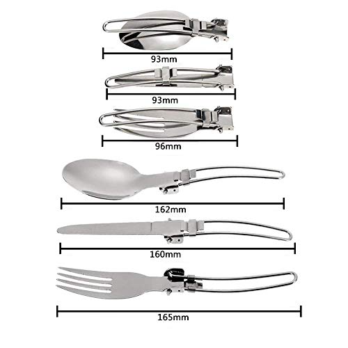 FANDE Plegable Vajilla Tenedor Cuchara Cuchillo, 3 Piezas Cubiertos de Acero Inoxidable Plegables Portátil Cubiertos de Camping para Plegable, Camping, Viajar