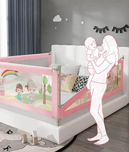 FAPROL Seguridad De Los Niños Pequeños Riel De Cama, Riel De Cama Resistente con Estructura De Metal, Elevación Telescópica, para Riel De Cama para Bebés Y Niños Pequeños Pink 180cm