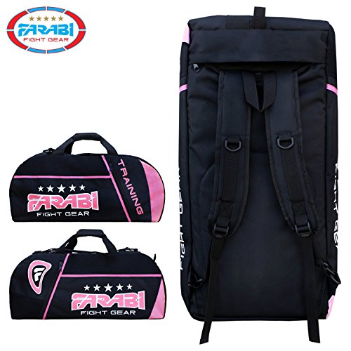 Farabi Sports Fitness-Studio Uniforme de fitness, MMA, Bolsa de equipo de boxeo, Bolsa de viaje Bolsa de entrenamiento de marcha (Black/Pink)