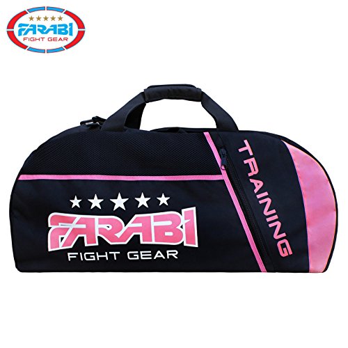 Farabi Sports Fitness-Studio Uniforme de fitness, MMA, Bolsa de equipo de boxeo, Bolsa de viaje Bolsa de entrenamiento de marcha (Black/Pink)